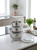 Set 3 Salad Bowls With Lid 16/20/24cm - Stainless Steel