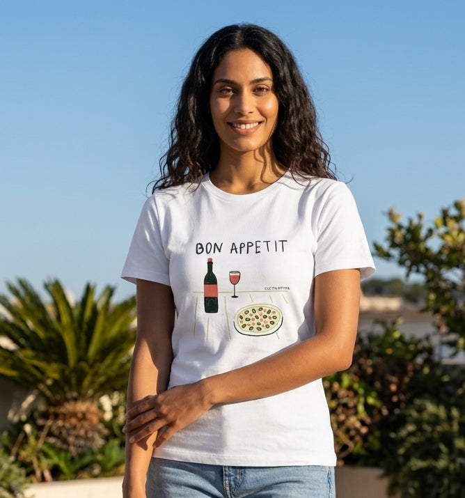 T-shirt Clementina Italy Bon Appétit. Rooftop estivo chic.