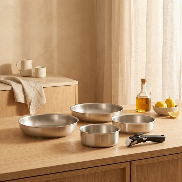 Iris - Zestaw 5 Elementów Z Odpinaną Rączką - Inox I Aluminium