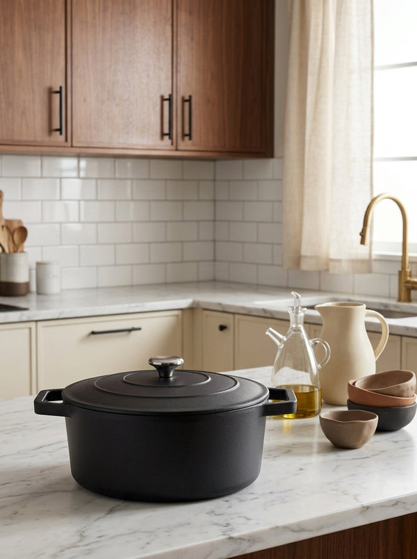 Cocotte Ronde En Fonte - Noir - 28cm