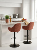 Adam - Lot De 2 Chaises De Bar Effet Laine Bouclette Rouge Brique