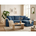 Cyrus - Reversible Convertible Corner Sofa with Storage - 4 Seats - Corduroy - Blue