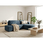 Miro - Canapé D'Angle Convertible Avec Coffre - 4 Places - Velours Texturé - Bleu