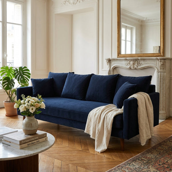 Villabon - Divano letto 4 posti - Velluto - Blu navy