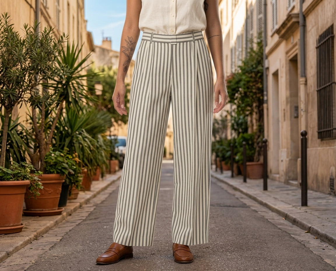 Pantalon Rayé La Paul - Beige