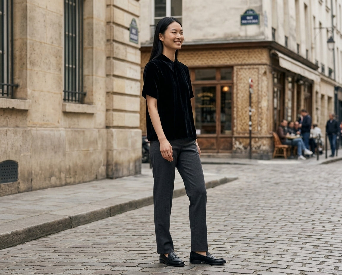 Top Pa Etienne En Velours Noir Pour Femme