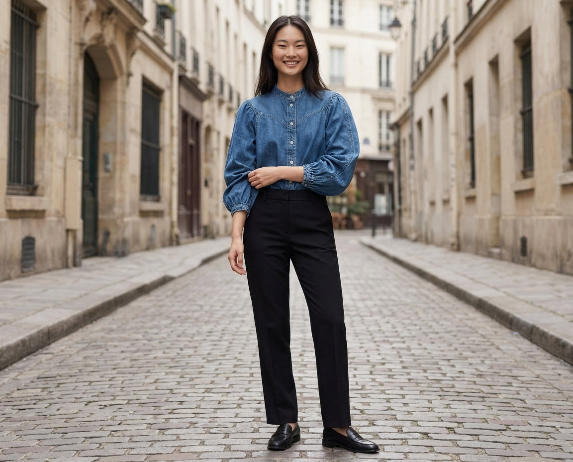 Blouse Pa Tina Denim - Bleue