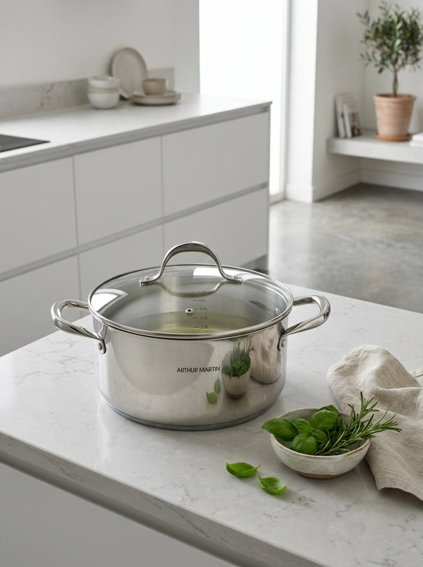 Stockpot 28cm - Glass Lid - Stainless Steel - Inox