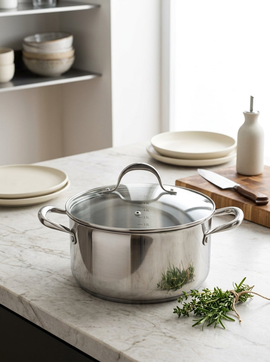 Stockpot 24cm - Glass Lid - Stainless Steel - Inox