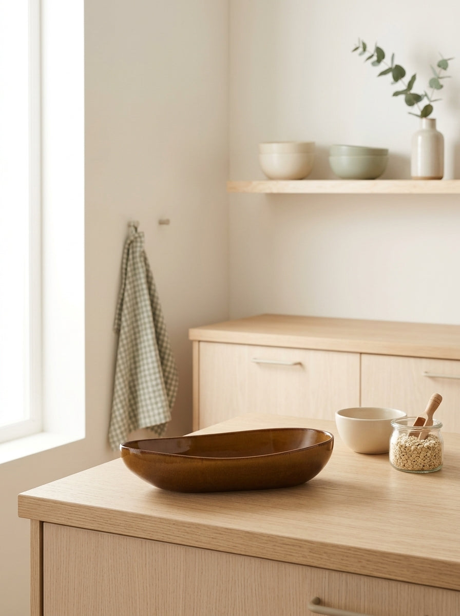 Out Of Lines - Oval Serving Bowl - Ocher - Uncharted