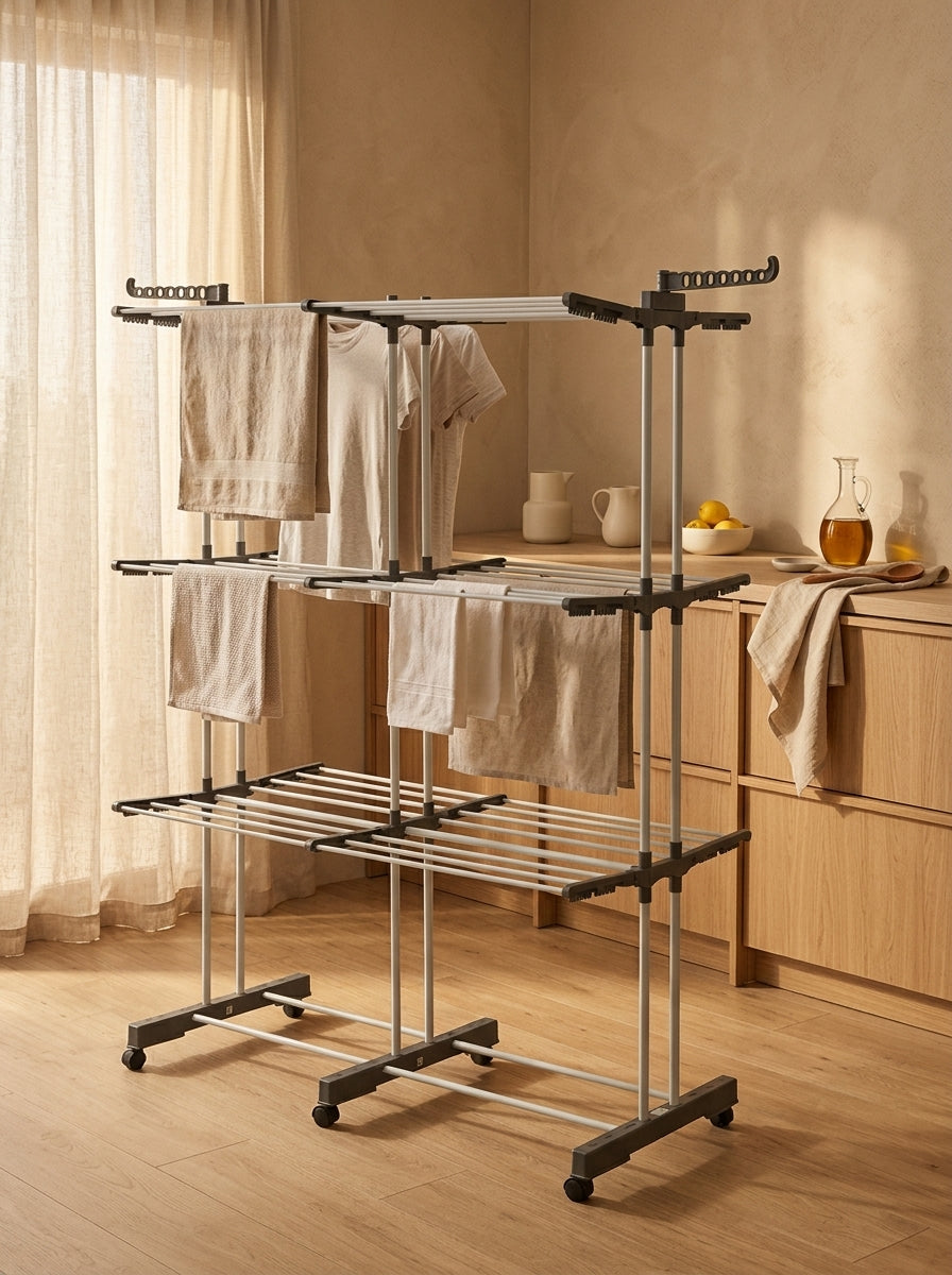 Étendoir À Linge Extra Xxl - 38M - 3 Niveaux - Gris