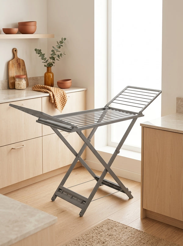 Myra - Folding Clothes Airer - Plastic - Grey