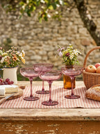 Eyden - Lot De 4 Coupes À Champagne 17 Cl - Verre Soufflé Bouche - Rose