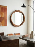 Yong - Miroir Rond En Bois De Suar Ondulé