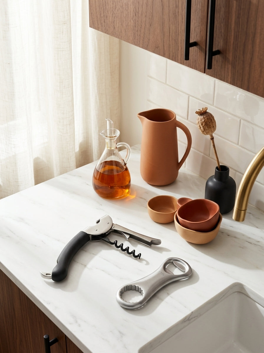 Lot : 1 Tire-Bouchon Sommelier + 1 Décapsuleur En Inox