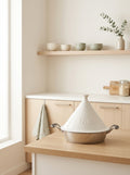 Tajine Avec Couvercle Céramique - Inox - Blanc