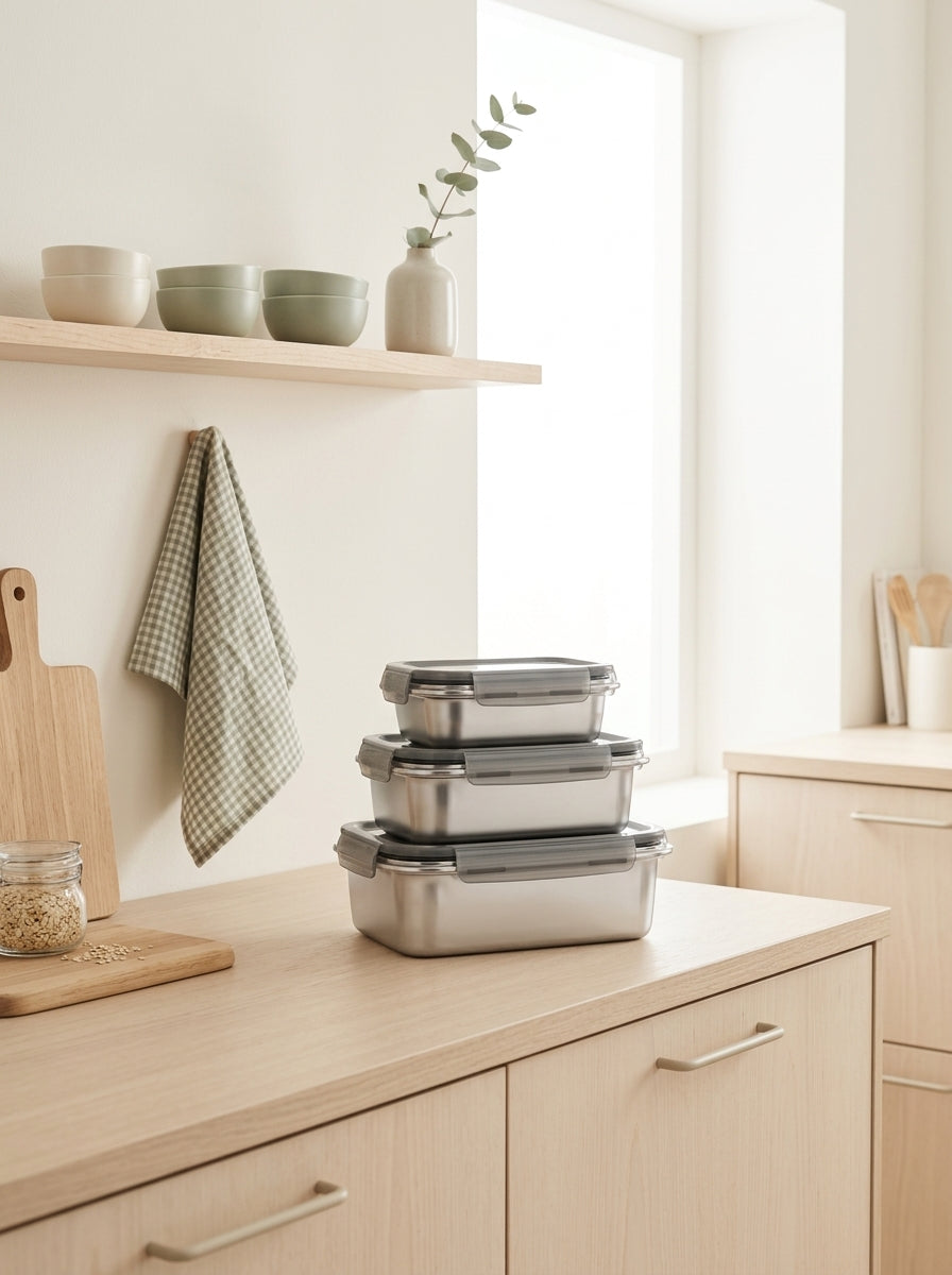 Lot De 3 Boîtes Rectangulaires - Inox - Argent