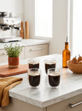 Juego de 4 Tazas de Espresso de Doble Pared - Vidrio - Transparente