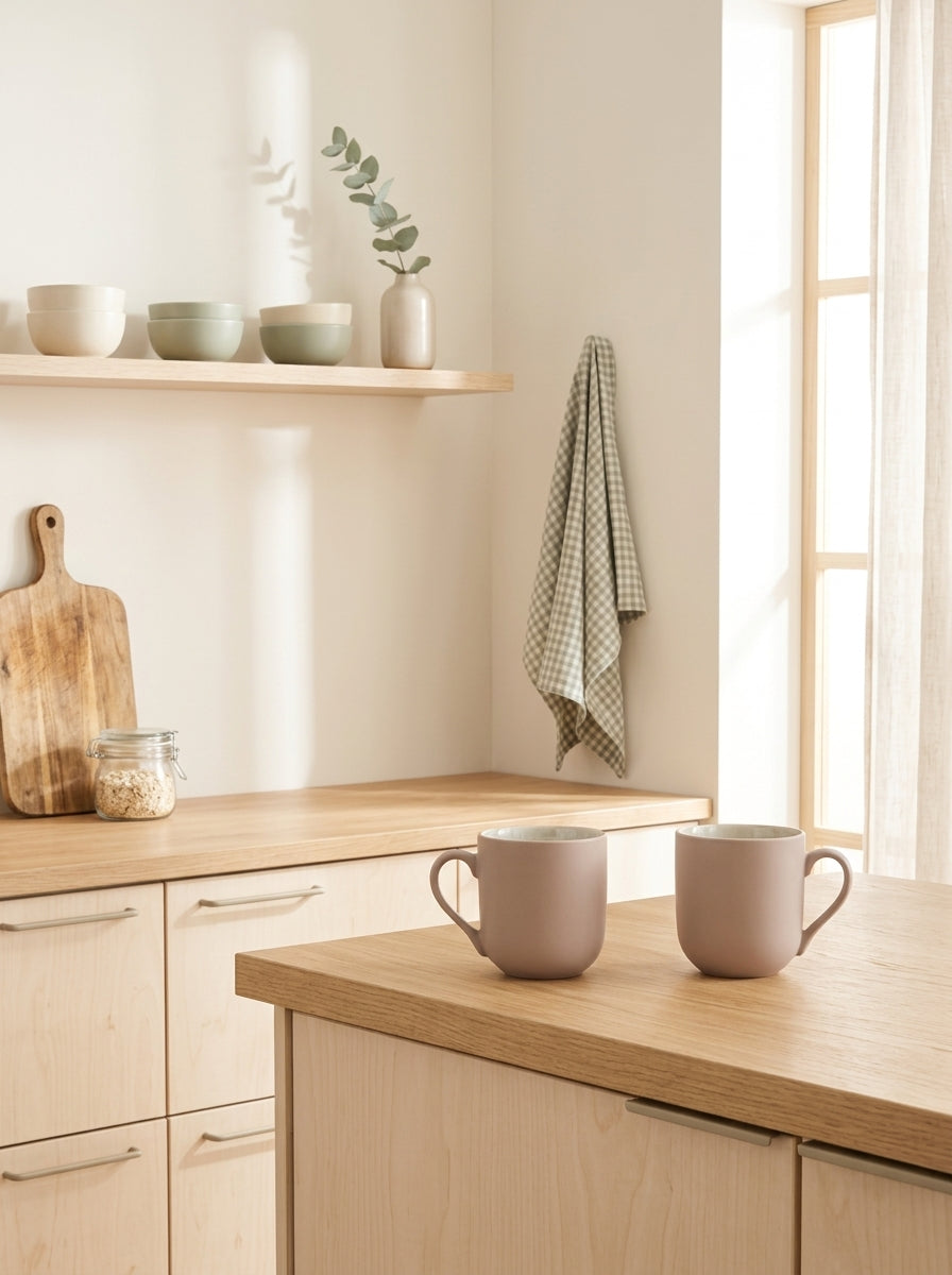 Iris Taupe - Lot De 2 Mugs - Grès Réactif - Taupe