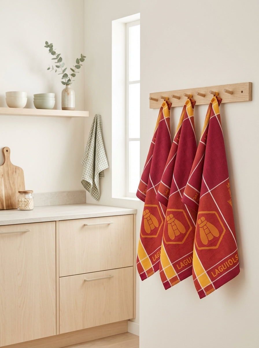 Tartan - Lot De 3 Torchons Jacquard - Coton - Orange