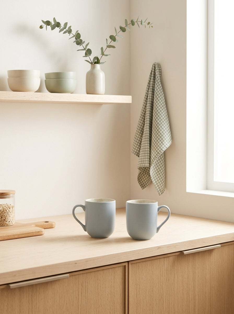 Iris Bleu - Lot De 2 Mugs - Grès Réactif - Bleu
