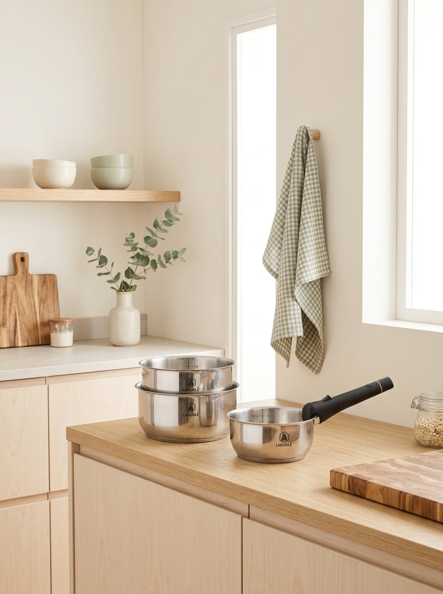 Réactif - Lot De 3 Casseroles Amovibles - Inox - Argent