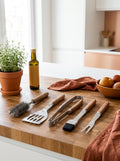 Sève - Set 5 Ustensiles Barbecue - Acier Et Bois D'Acacia - Argenté / Bois