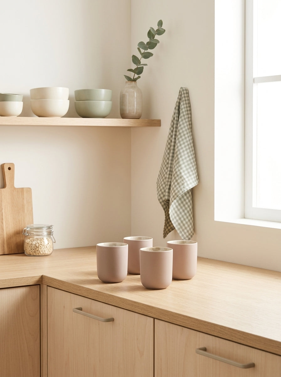 Iris Taupe - Lot De 4 Tasses - Grès Réactif - Taupe
