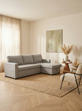 Cozy - Canapé D'Angle Réversible Et Convertible En Tissu - Gris Clair