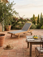 Gardena - Teak And Textilene Sun Lounger - Anthracite