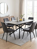 Mindy - Extendable Table + 6 Velvet Chairs - Gray