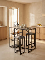 Bar Table + 2 Stools - Gray Oak