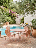Baca - Conjunto Mesa + 4 Sillas Redondas de Metal - Terracota