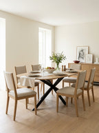Linz - Table À Manger En Bois Et Pied En Métal - 6 Personnes - Chêne