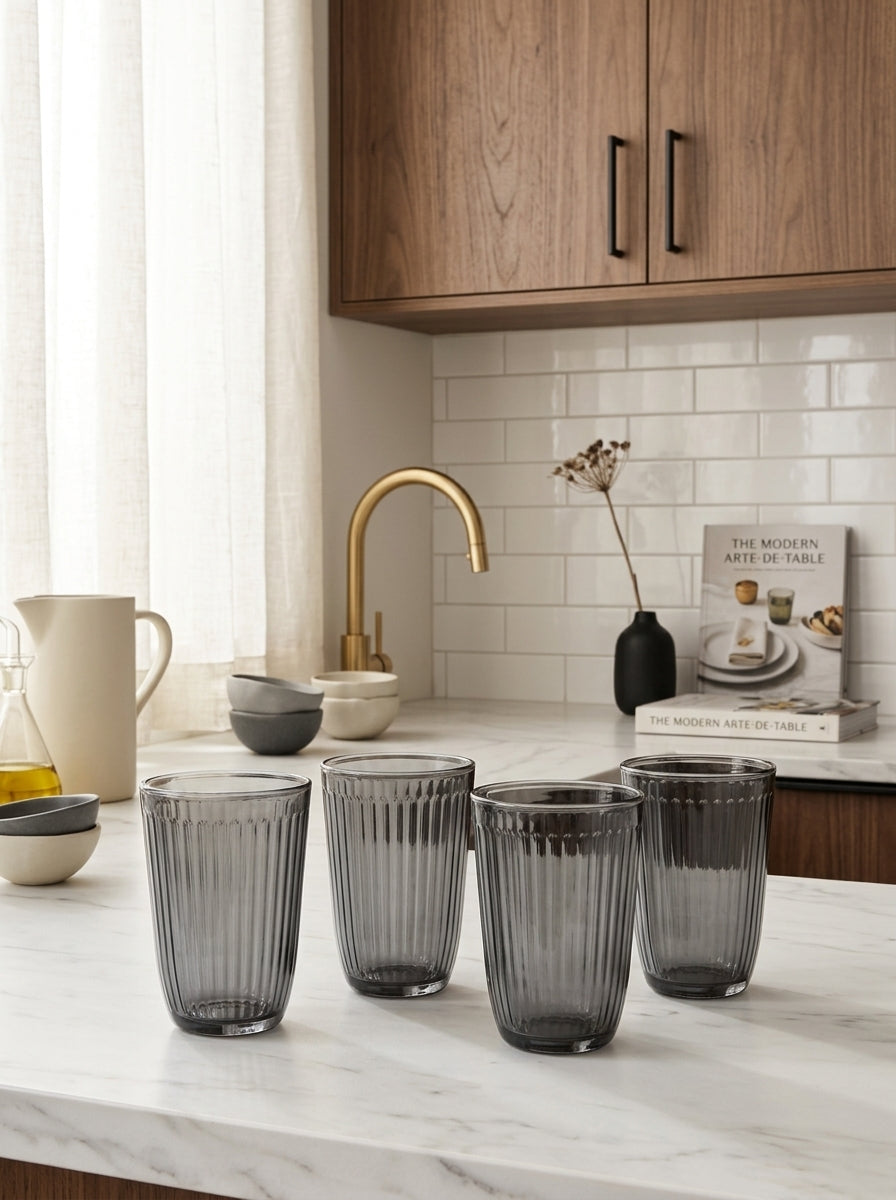 Set Of 4 Tall Tumblers - Dark Grey