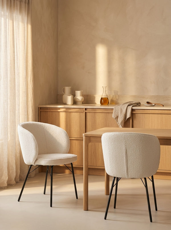 Joa - Lote De 2 Sillas De Comedor - Poliéster - Blanco