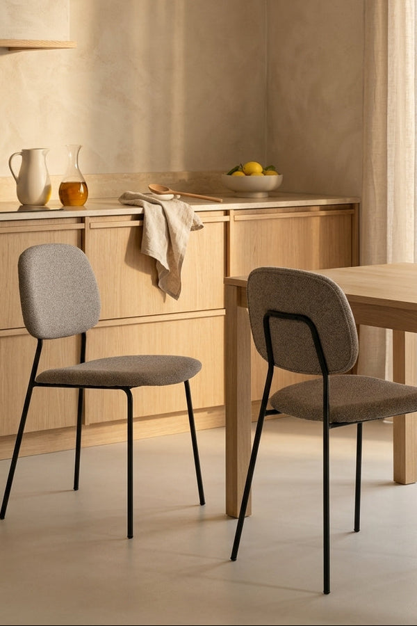 Roos - Juego de 2 Sillas de Comedor - Metal - Beige Cálido