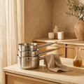 Set 3 Casseroles 16/18/20cm Manche Fixe - Acier Inoxydable - Inox