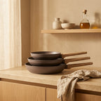 Set 3 Poêles 20/24/28cm - Aluminium Forgé - Revêtement Céramique - Taupe