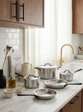 Stainless Steel Cookware Set with Black Handles, 7 Pieces