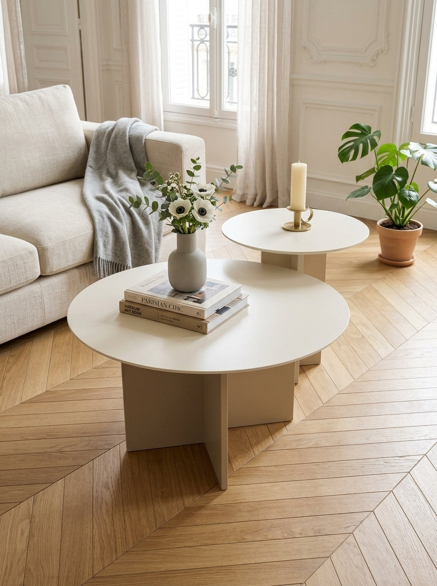 Conjunto de Mesas de Centro Leo (45 + 42) - Crema