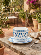 Exotic Vibes - Mug Petit-Déjeuner Avec Soucoupe - Porcelaine - Bleu
