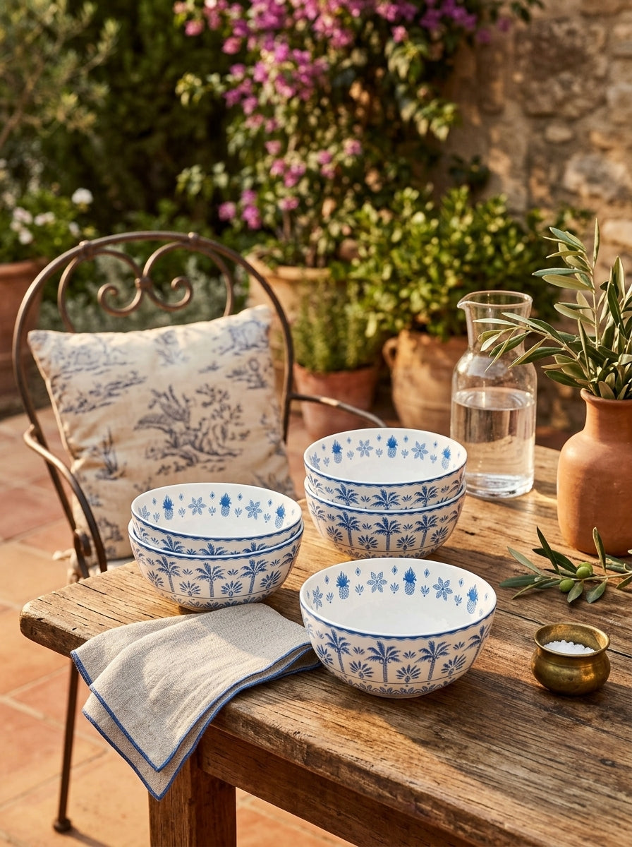 Exotic Vibes - Set De 4 Bols - Porcelaine - Bleu