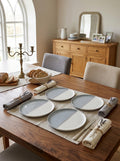 Double - Set De 4 Assiettes Plates - Porcelaine - Gris