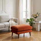 Villabon - Pouf - Velluto Piedi Legno Scuro - Ruggine