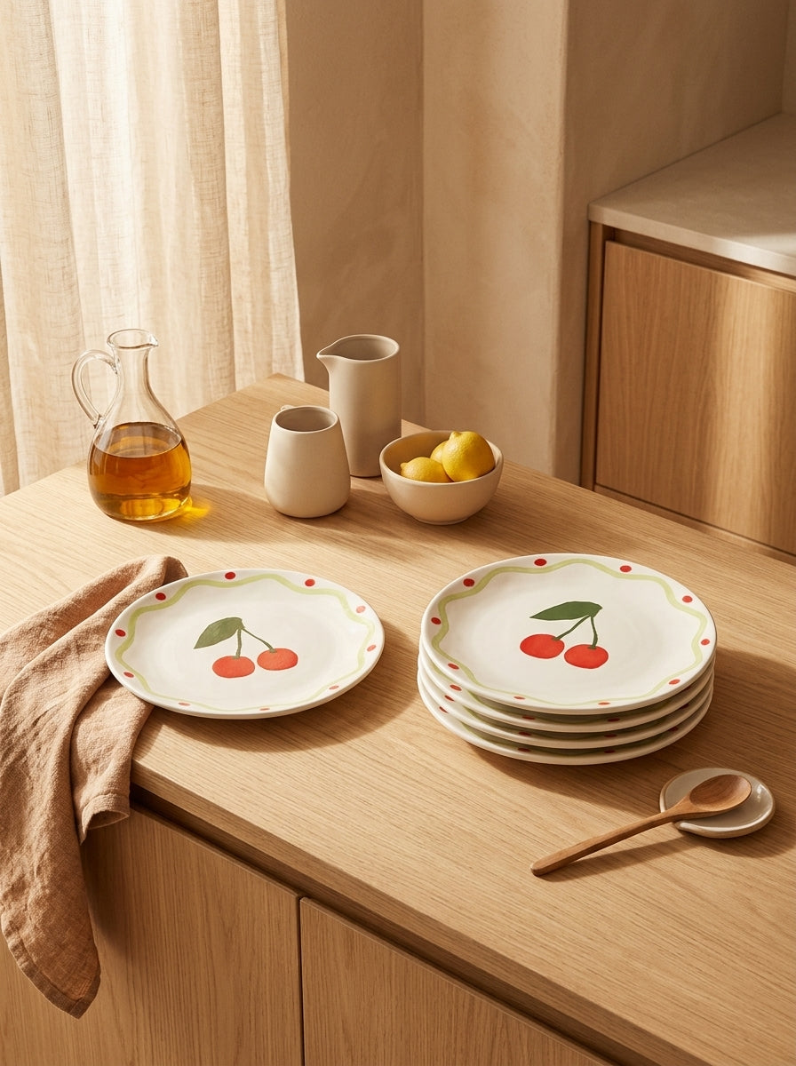 Assiette À Dessert Fruity Cerises – Lot De 6