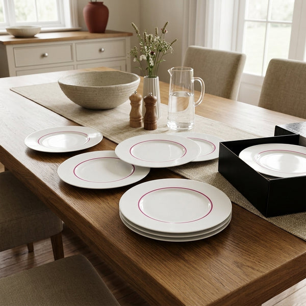 Ligne - Fauchon - 6 Assiettes Desserts - 22Cm - Blanc