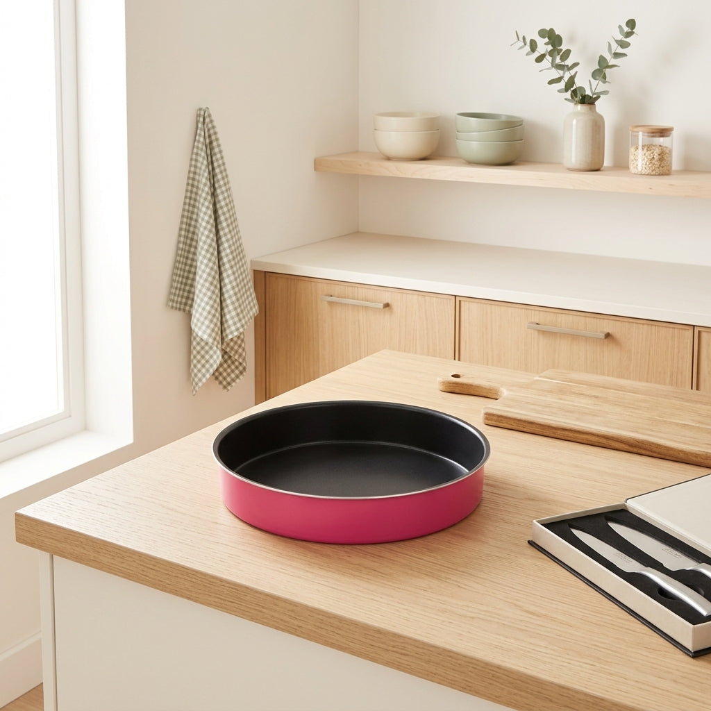 Fauchon - Molde redondo para bizcocho - 26 cm - Negro/fucsia