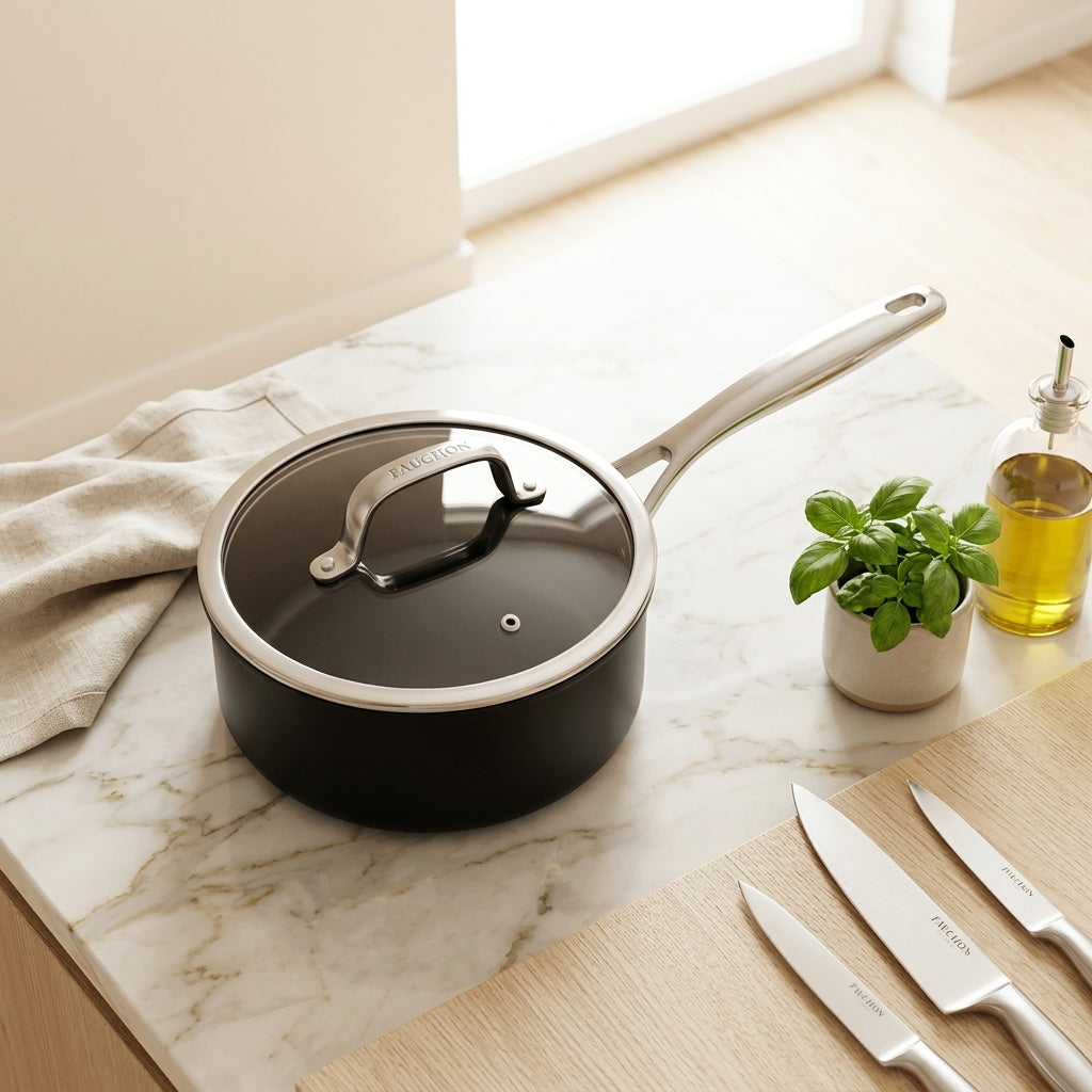 Signature - Fauchon - Non-Stick Aluminium Saucepan - 16 x 7.5 cm, 1.0 L - Black