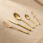 Art Culinaire - Zestaw Sztućców - Aura 30 Elementów - Stal Nierdzewna 18/10 - Złoty